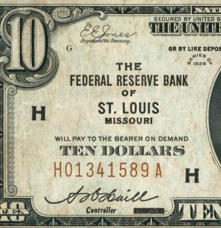 St. Louis - $10 1929 National Currency ** DAILY CURRENCY AUCTIONS
