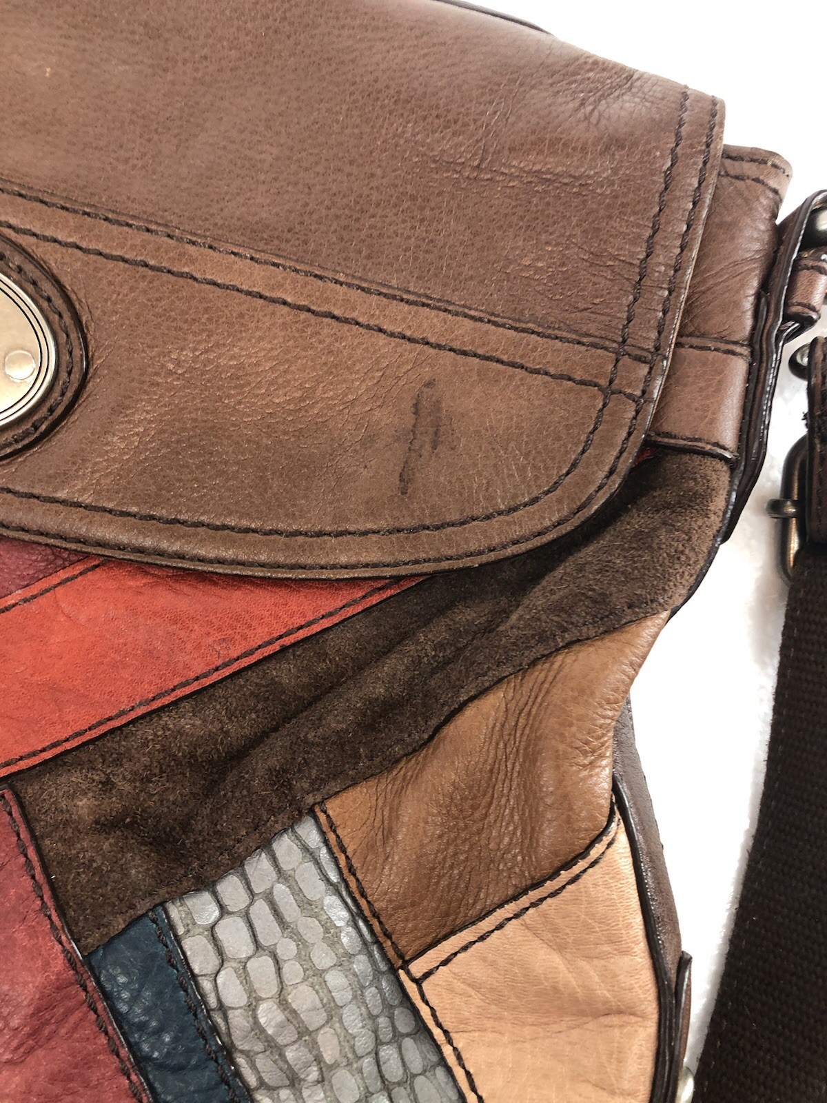 Fossil Maddox dark patchwork leather crossbody bag - image 4