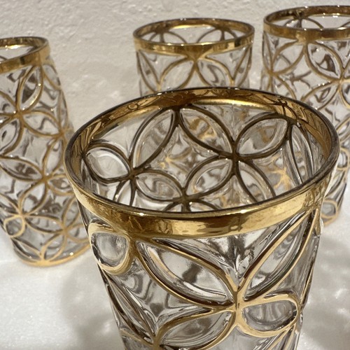 Vintage Imperial Glass Highball Sortijas De Oro 22K Golden Partition 8 Glasses - Picture 16 of 19