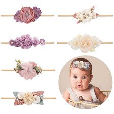 NUWAJP Baby Girl Flower Headbands 6 PCS Elastic Nylon Bows Hairbands Newborn Inf