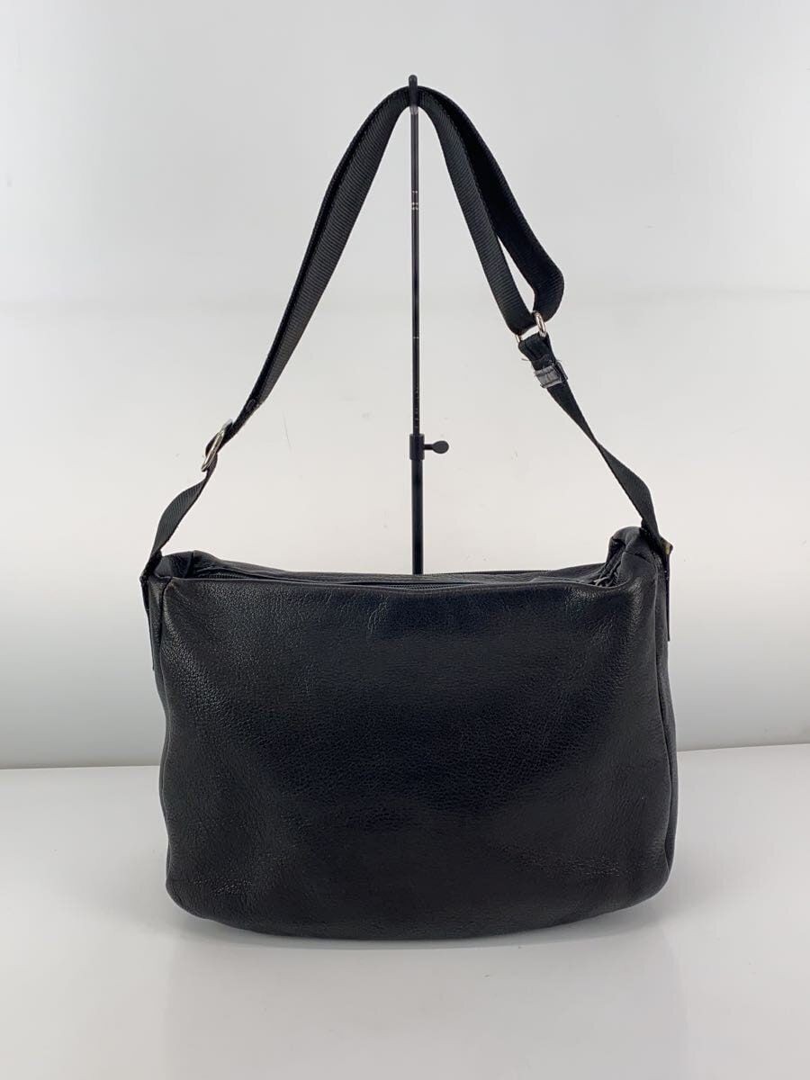 PRADA Shoulder Bag Triangular Logo Plate Leather BLK Used thumbnail 3