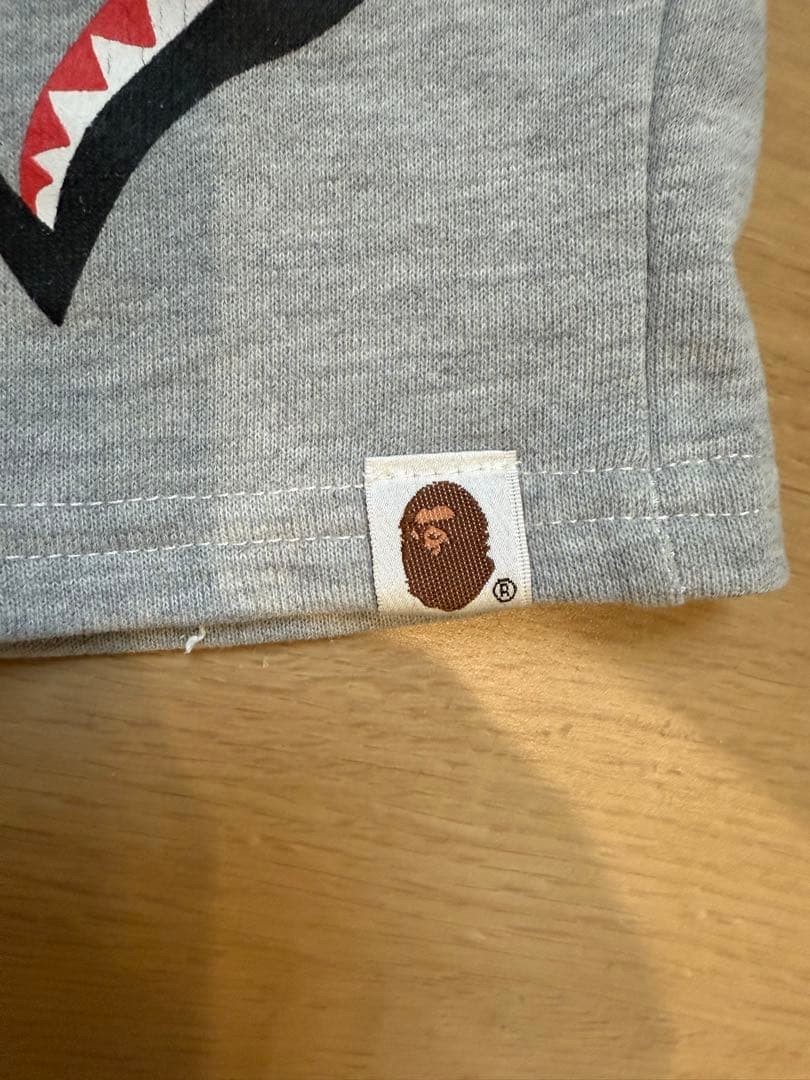 A BATHING APE Cotton Shark Shorts Half Pants Gray M BA0226177 thumbnail 4