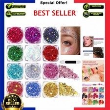 12 Color Face Body Glitter Gel Holographic Sequins Makeup for Party Festival