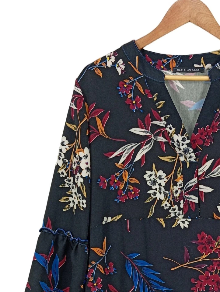 BETTY BARCLAY Robe Babydoll Dames Robe T EU 44 noir-bleu-rouge style décontracté - Photo 3/4