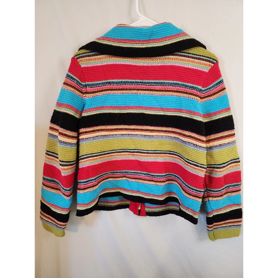 Suéter Grueso LIZ CLAIBORNE Y2K Indie Multicolor Rayas Gran Tamaño Botón LG Foto 2 de 4