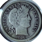 1916 P BARBER DIME - 90% SILVER - MELT VALUE $ 5 + - DB 005