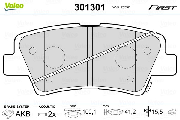 Plaquettes de frein VALEO 301301 à friction stable pour freinage court