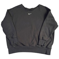 Vintage Y2K Nike Center Swoosh Distressed Swoop Neck Dance Sweatshirt Black XL