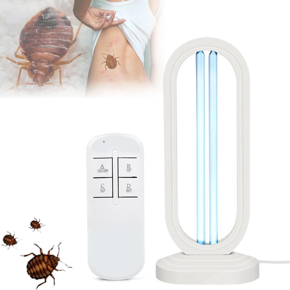Lámpara UV asesina de chinches con control remoto 3 ajustes de temporizador para limpieza de dormitorio Foto 3 de 4