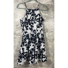 Windsor Black White Floral Halter Fit Flare Dress Women's Size Small