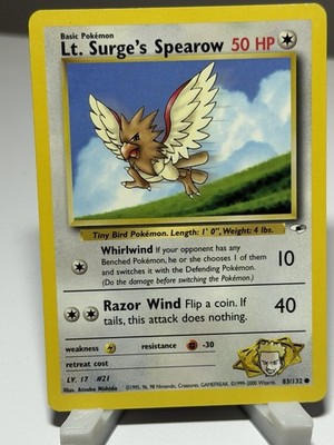 Lt. Surge's Spearow 083/132 Gym Heroes Pokemon TCG WOTC Lightly Played Common LP