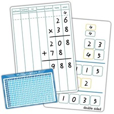 Dry Erase Long Multiplication Practice White Board, 8" X 12" Double Si