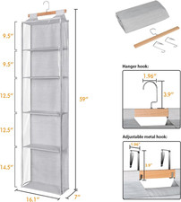 Hanging Yarn Storage Organizer 5 Large Pockets Capacity Knitting Two-Way Zipper