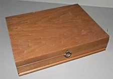 Vintage Wooden Silverware Chest Silverware Storage Box Case With Brass Knob