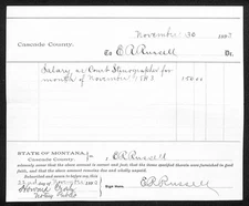 1893 Cascade County, Montana Warrant Voucher for Stenographer