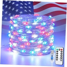 4th of July Decorations Red White and Blue Fairy 100 LED Red Blue and White