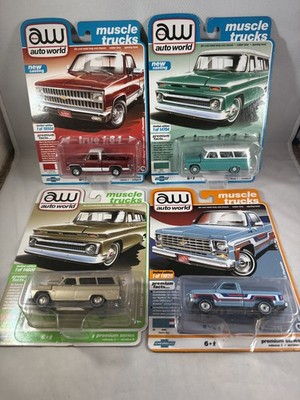 Auto World Muscle Trucks Premium (Lot of 4) Silverado Suburban C10