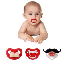 ROBBEAR Funny Baby Pacifier, Cute Mustache Binkies, Fake Big Teeth Binky Bucktoo
