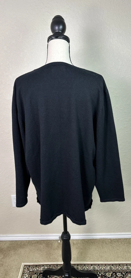 The Quacker Factory Black Christmas Cottage Cardigan Sweater Size 2X - Image 3 of 4