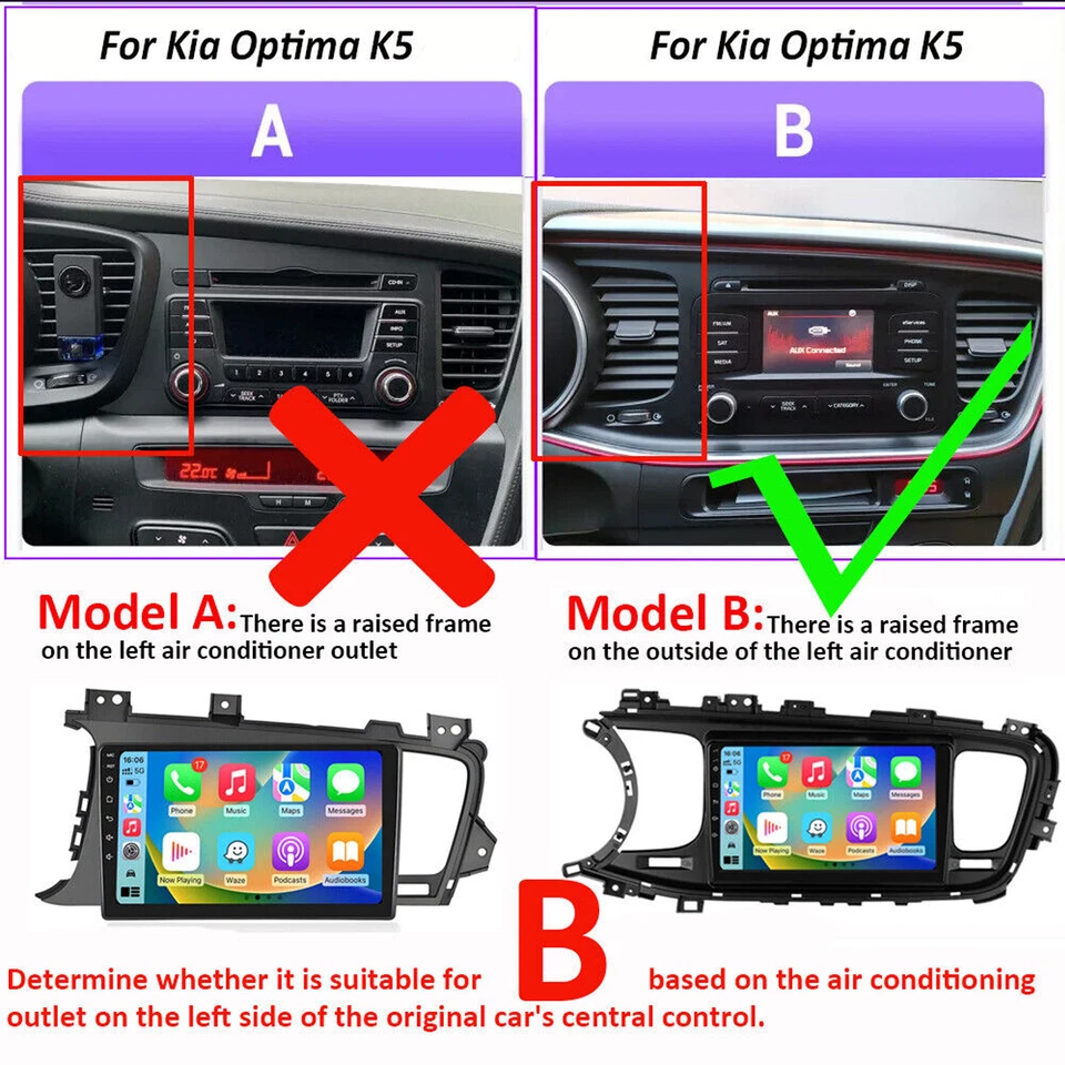 Car Radio Stereo For Kia Optima K5 2014 2015 Apple Carplay Android 12 GPS Navi - Imagem 2 de 4