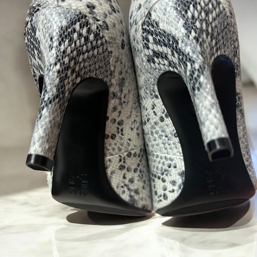 Naturalizer 9.5M Snakeskin Leather Pumps Heels Black White Pointed Toe Dress - Picture 10 of 14