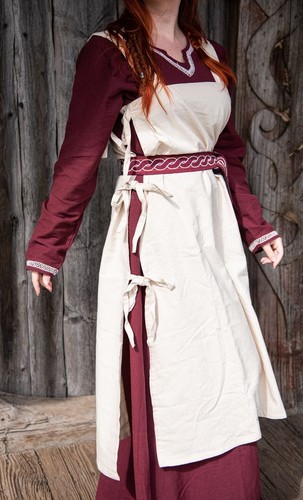 Mittelalter Überkleid Hildegard natur schwarz grün rot braun LARP Wikinger - Bild 13 von 24