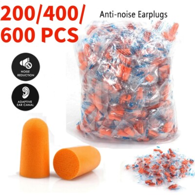 600PCS Ear Plugs Soft Orange Foam Sleep Travel Noise Shooting Working Lot Bulk