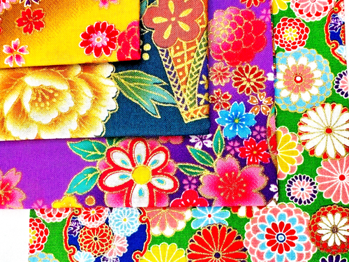 Japanese Cut cloth gold-colored Fabric Flower Style Pure Cotton Patchwork Quilt - Picture 8 of 17