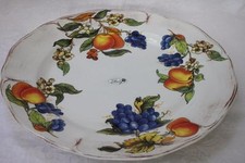 TUSCAN TABLE LARGE ROUND FRUIT FLORAL SERVING PLATTER TRAY- MADE IN ITALY-NEW