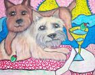 Norwich Terrier Drinking a Martini Art Print 8 x 10 Signed Ksams Collectible Dog