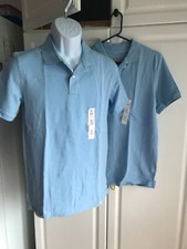 2-NEW Boys Cat  Jack Uniform/Dress Shirts XL 16 Light Blue Collar Short Sleeve