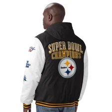 Pittsburgh Steelers 6 Time Super Bowl Champions Spike Varsity Hooded Jacket