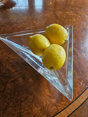 ORREFORS Modern Crystal Triangle Bowl Large No Chips No Scratches **100% Charity