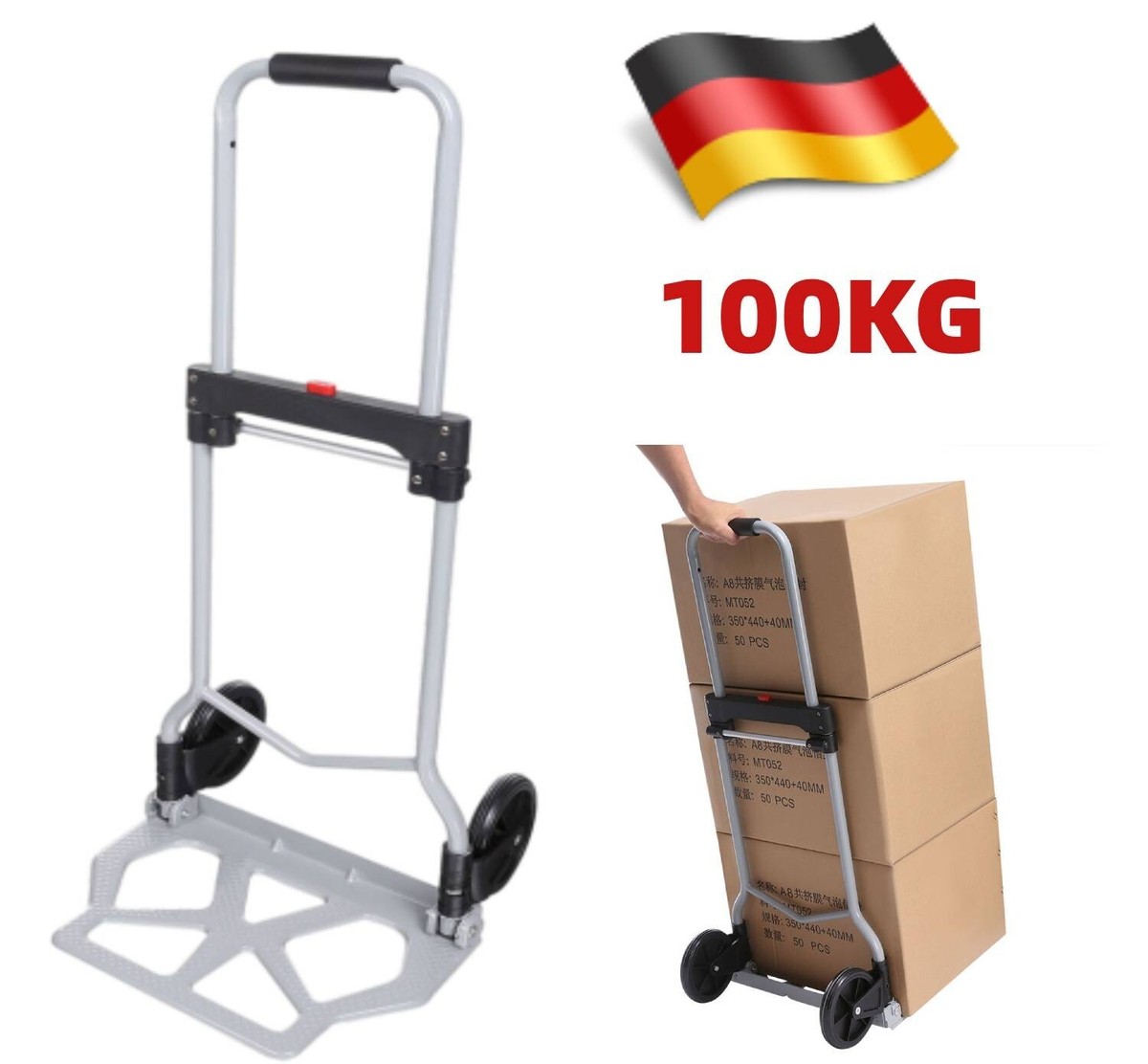 Profi Sackkarre Klappbar & Höhenverstellbar – Trägt Bis 80 Kg, Aus Stahl, Leicht