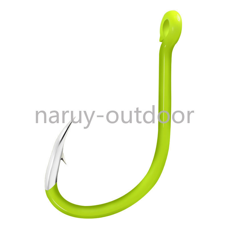 100PCS Fluorescent Fishing Hooks Barbed Single Circle Hook Hight Carbon Steel 