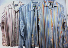 3 Mens Dress Shirts Large VTG Vizzini blue English Laundry pink INC Multi Cotton
