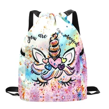 Drawstring Backpack for Kids ,Gym Dance Bag ,With Two Water Bottle Holder