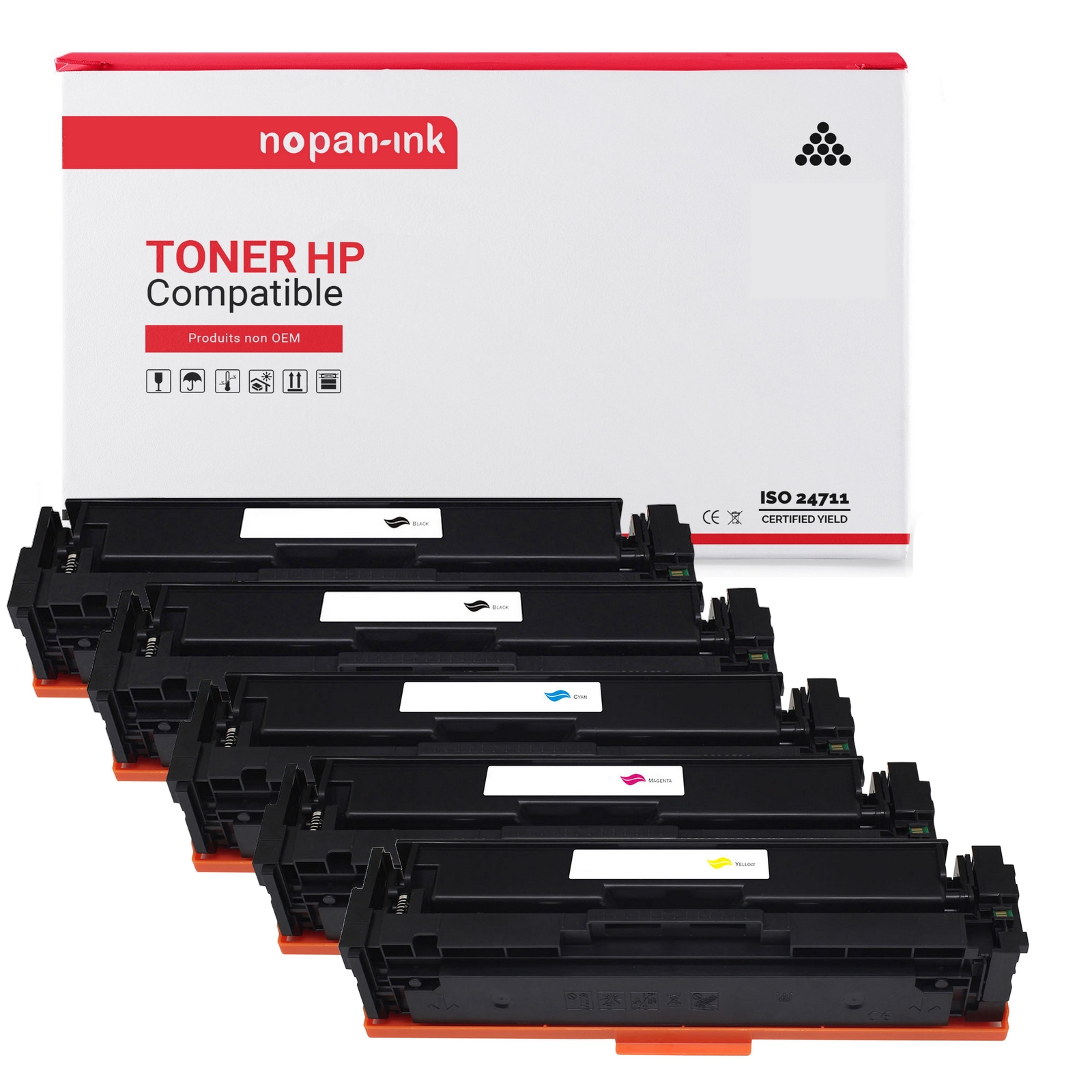 Toner CF400X pack de 5 cartouches haute capacité compatibles pour imprimante HP Color LaserJet
