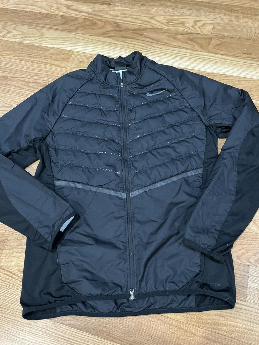 Nike Aeroloft Long Sleeve Full Zip 800 Fill Down Running Jacket Black M