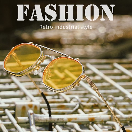Retro Klapp-Sonnenbrille Steampunk Männer Frauen Metallgestell Vintage-Stil Brille - Bild 2 von 16