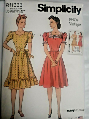 Fit Flare Housewife Dress 16-24 Simplicity R11333 Sewing Pattern