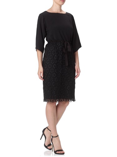 Adrianna Papell schwarzes Kleid mit Chiffon Bluse Oberteil & Spitzenrock - Bild 3 von 4