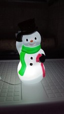 Holiday Time Light Up Tabletop Standing Christmas Snowman Blow Mold Decor 11"