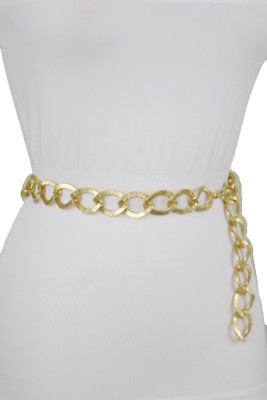 Women Gold Metal Chunky Chain Thick Links Skinny Belt Hip Waist