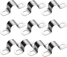 PEROMI 10Pcs 22mm Heavy Duty U-Tube Strap Clamp-2 Hole,Stainless Steel-304 Rigid