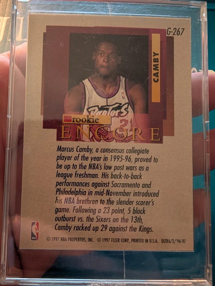 1996-97 Fleer Ultra #G-267 Marcus Camby Gold Medallion Rookie Encore Raptors - Image 3 of 4