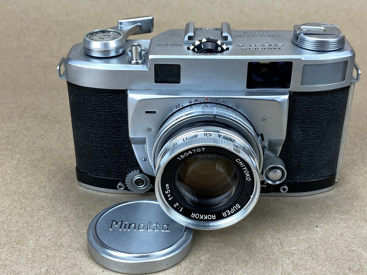 Minolta Super A Rangefinder Camera w/2 Lenses & 3.5cm & 5cm Super