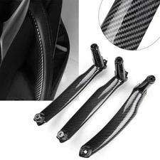 3pcs Carbon Fiber Car Inner Interior Door Pull Handle Trim Fit BMW X5 X6 E70 E71