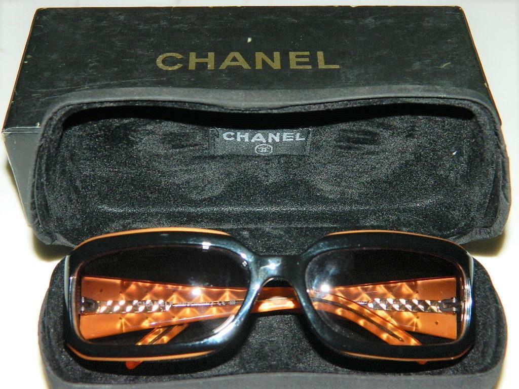 Vintage Auth. Chanel Rectangular Shape Sunglasses w/Quilted Small Stud Arms  EUC