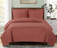 3PC Set Emerson OVER-SIZED Quilt Luxury Wrinkle Free Microfiber Coverlet 